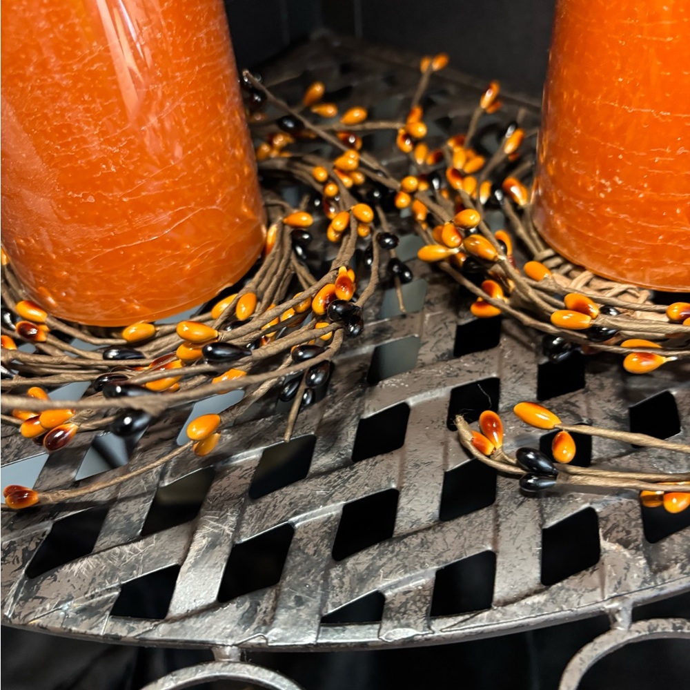4 Candle Rings Orange/Black Berry - Picture 2 of 9